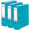 Falken Set da 3 Raccoglitori PP-Color, Made in Germany, 8 cm, Formato DIN A4, Colori turchese, Rivestimento in Plastica, Interno in Carta, con Etichetta Dorsale Intercambiabile