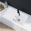 evineo line 100 lavello da cucina con ripiano laterale La: 86 P: 50 mm, reversibile, FOD100WE, line 100 bianco [Lavelli da Cucina > per Base Sottolavello a partire da 45 cm]