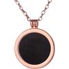 Morella Collana Donna 70 cm Acciaio Inossidabile Oro Rosa con Coins Moneta amuleto Ciondolo Chakra Rotondo 33 mm Gemma Pietra preziosa Ossidiana Nera in Sacchetto di Velluto