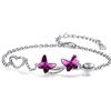 JFASHOP Bracciale da donna con farfalla Bracciale in argento sterling 925 con cristallo viola regalo per la festa della mamma, ragazza, gioielli animali, bracciale rigido per la fidanzata della moglie