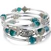 BULINLIN Bracciale rigido in argento con perline per lei, braccialetti bohémien a strati con pietra naturale, gioielli regalo per donne e signore, 9 inch, Rame