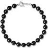 GAVU Collana da Donna con Perline di Onice Nero Annodate a Mano, Girocollo Nero da Donna in Onice con Chiusura OT 42cm