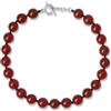 GAVU Collana da Donna con Perline Corniola Rossa Annodate a Mano, Collana di Corniola da Donna con Chiusura Barra T 50cm