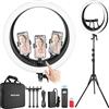 NEEWER Ring Light RP19H 48,3 cm con treppiede Stand 3 supporti per telefono compatibile con iPhone, aggiornato 2.4G Touch Control Ringlight per registrazione video Streaming Home Office Zoom Selfie
