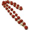 DodiGioielli.it DodiGioielli Collana Lunga Donna con Barilotti in Pasta di Corallo Rosso Chiaro e Anellini Diamantati Dorati - Made in Italy, Artigianale, Nickel-Free