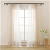 L.Z.E Tenda con fascia increspata, tende trasparenti con gradiente di colore beige e bianco per soggiorno e camera da letto, da 140 x 225 cm di lunghezza, set da 2 tende in voile per sistema a binario