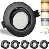 GeyouLux Faretti Led da Incasso per Cartongesso Orientabili Nero Set di 6