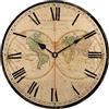 TAHEAT Mappa del mondo Orologio da parete, Grande Classico In legno Orologi, Silenzioso Non ticchettio Facile Da Leggere per Casa/Ufficio/Scuola, 34 cm