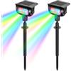 MEEKBOS Faretti Solari da Giardino RGB, 5 Modalità Colore, Sensore Crepuscolare, IP65 Impermeabili Lampada Solare con Picchetto per Esterno,Prato, Aiuole e Vialetti(2 Pezzi)
