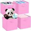 Pinkgarden Scatola Portaoggetti, Cubo Pieghevole in Tessuto con Maniglie per la Casa, la Stanza dei Bambini, l'armadio e l'organizzazione dei Giocattoli, 4 Pezzi, 26,7 x 26,7 x 27,9 cm, Rosa