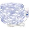 ALEGRE Catena di luci USB ALEGRE® con timer, 3M 30 LED, filo di rame, catena di luci interna con spina, luci LED bianche fredde USB con timer, lucine per decorazioni di Natale, Halloween, matrimonio, camera