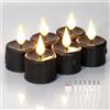 FREEPOWER 6 candele lumini LED neri con timer (6 ore), luce bianca calda, candele elettriche ricaricabili con cavo USB, decorazione per Halloween Natale, diametro 4 x 5,5 cm