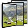 QPQIYIY Cornice 40x60 cm Nero, Set da 3 Cornici per Foto in Legno da Appendere, Adatte per Foto, Poster, Certificati, Dipinti