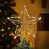 XZXWZX Puntale per albero di Natale, stella glitterata, LED Star Treetop con Golden Pearl, decorazione natalizia per albero di Natale (oro)(di medie dimensioni)(25 * 20CM)