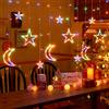 Aigostar Tenda luminosa con stelle e lune RGB, 3x0.6m, tenda luminosa per interni con telecomando, 8 modalità, timer, catena luminosa per finestre per interni ed esterni, decorazioni natalizie