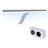 kalb Material für Möbel kalb | Lampada LED da specchio a montaggio esterno Lancea 34cm con presa e interruttore, 5000K, 470lm, 230VAC/12VDC, luce da specchio per pensile, argento, bianco freddo