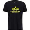 Alpha Industries Maglietta Basic con Stampa per Uomo Black/Neon Yellow