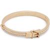 AllSaints bracciale rigido Pearl Buckle, bracciale con fibbia incernierata e doppia fila di mini perle, gioiello alla moda femminile, realizzato in ottone, bianco