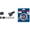 Bosch Professional Smerigliatrice Angolare GWS 12 V 76 (2 batterie, in Borsa) + Dischi Diamantati Expert HardCeramic per Piastrelle dure, Pietra dura, Ø 76 mm, Accessorio