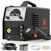 H HZXVOGEN 185A Saldatrice MIG 4 in 1, Attrezzatura di Saldatura Sinergica con Gas/Senza Gas/TIG Lift/Elettrodo, 230V IGBT Inverter, Ampio Schermo LCD - Ideale per Principianti e Professionisti
