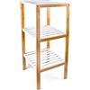 Relaxdays Scaffale da Bagno in bambù, HLP: 80 x 33 x 34 cm, 3 Ripiani, Mobiletto Salvaspazio Cucina, Naturale Bianco, Legno