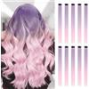 ELNX 10 Extension per Capelli Effetto Sfumato | Clip-In 22 | Ciocche Lunghe Lisce per Ragazze, Bambini, Donne, Quotidiano, Festa, Natale (Sfumato Viola-Rosa)