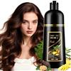 YUOLITA 500ML 4 In 1 Shampoo Istantaneo per Capelli Neri, Shampoo Colorante Nero per Donna Uomo, Colore Naturale，100% Copertura shampoo Capelli Colorati Nero (Marrone Castano)