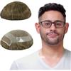 Lordhair Toupet Capelli Veri da Uomo,Protesi Capelli Uomo,100% Capelli Umani,con Pizzo Francese e Bordo Della Pelle