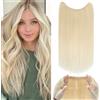 Silk-co Extension Capelli Veri Clip con Filo Invisibile Extensions Capelli Clip Extension con Filo Invisibile Fascia Unica 30cm, Biondo Platino