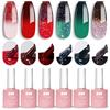 YTD Likomey Kit Smalto Semipermanente per Unghie in gel,Natale 6 Colori Cambiare Colore Smalti Semipermanenti UV Gel Polish Con Adesivi per Unghie Set,6 Pcs 7.5ml