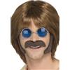 SMIFFYS Set travestimento hippie, marrone, con basette lunghe e baffi, Auto-adesivi Halloween