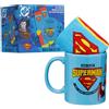 Get Trend DC Comics Superman Tazza e Calze Uomo Donna 40-45 EU, Set 2 Pz, Tazza Ceramica 315ml con Calzini Caldi, Regalo Uomo Donna (Blu/Rosso Superman)