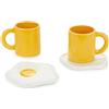 Balvi Set tazzine da cafè Sunny Side Up Due tazze con piattini a forma di uovo fritto Ceramica