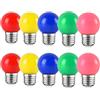 HUAMu Set di 10 lampadine a LED E27, 2 W, colorate, 360°, angolo AC220 V-240 V, rosso, giallo, blu, verde e rosa
