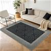 Geanup Tukdak - Tappeto a righe per soggiorno, 120 x 180 cm, nero, moderno, lavabile, per camera da letto, sala da pranzo, sala da pranzo, sala da pranzo, con retro antiscivolo, grande tappeto in finta lana