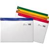 Snopake - Cartelline porta documenti Zippa Bag 'S', A4 Plus con chiusura lampo, trasparente con zip in colori diversi, 5 pz., trasparente/assortito