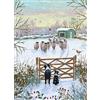 Museums & Galleries Biglietti di Natale di beneficenza - Snow on the Farm Dogs and Sheep - Ecologico e riciclabile - Confezione da 8 biglietti