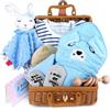 Taloit Regalo per neonato. Set regalo personalizzato per nascita per maschietto e femminuccia. Set regalo per neonato con coperte per bambini, giocattoli in legno, peluches, biglietti di auguri, biglietti di