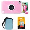 KODAK Printomatic+ - Kit di avviamento per fotocamera digitale a stampa istantanea, custodia da trasporto (blu) + carta fotografica adesiva Zink da 20 pezzi, 10 MP, foto a colori, indicatore di stato