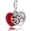 LES FOLIES DI PAOLA GRIECO Charm Cuore Rosso incisione Fiore Rosa Amore Albero della Vita Pendente in argento 925 - Les Folies per Pandora