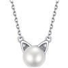 PROSILVER Collana Donna in Argento 925, Collana Portafortuna con Ciondolo a Forma di Testa di Gatto con Zirconia Cubica per Ragazze