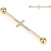 hengkaixuan Piercing industriale in acciaio chirurgico, 14 G, bilanciere industriale lungo 38 mm, barretta industriale con zirconia cubica pavimentata, orecchino per cartilagine, per donne e uomini