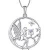 FJ Collana con ciondolo a forma di angelo custode, in argento Sterling 925, da donna, con pietra portafortuna, con zirconi, idea regalo per donne e ragazze, Gemma, Alessandrite