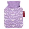 Hugo Frosch - Mini borsa dell'acqua calda, rivestimento in maglia, motivo: cuori viola