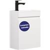 Kometmöbel Mobile Bagno Sospeso 40cm con Lavabo in Resina - Mobiletto Salvaspazio per Bagno di Servizio - Già Assemblato (Bianco Lucido 40cm, Con Rubinetto Nero)