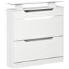 HOMCOM Scarpiera Salvaspazio Slim con 2 Ante 89x23x96cm Bianco Lucido