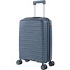 ITACA - Trolley Bagaglio A Mano 55x40x20 leggero rigido con ruote girevoli ideale per viaggi in cabina Valigia Bagaglio A Mano compatibile Ryanair. Lucchetto a Combinazione. Estensibile, Marino