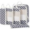 Narwey Organizer Valigia 5 Pezzi Packing Cubes Compression, Organizer Valigia Viaggio Compressione Salvaspazio, Organizer Viaggio Accessori Utili per Vestiti Scarpe Deposito (Scacchiera Bianco Nero)