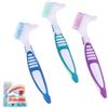 TSUOUKL 3 spazzole rigide per protesi, 3 colori di alta qualità, per la pulizia della protesi, spazzolino da denti a doppio lato con setole multistrato e manico in gomma antiscivolo