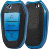 ontto Custodia per Chiave Auto, Adatta per Peugeot 308 408 508 2008 3008 4008 5008 Citroen C4L C6 C3-XR Picasso DS3 DS4 TPU Silicone Custodia Portachiavi Pelle Blu